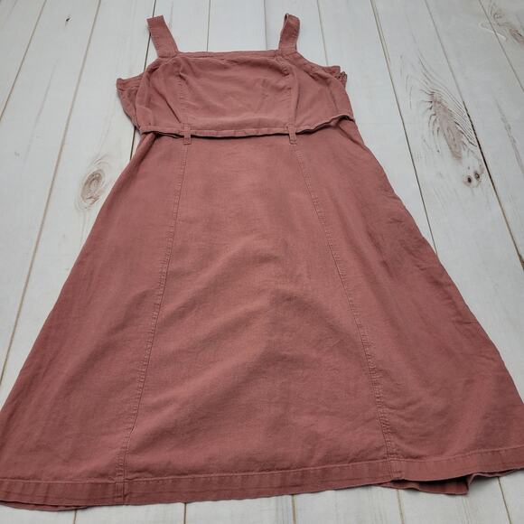 Liz Claiborne linen jumper dress midi belted cottagecore minimalist lagenlook - Picture 1 of 9